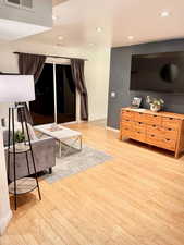 Living room featuring light wood-type flooring