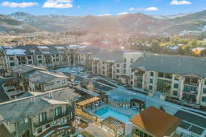 Aerial view featuring a mountain view