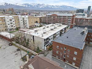 Drone / aerial view with a mountain view