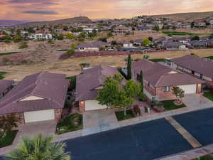 View of aerial view at dusk