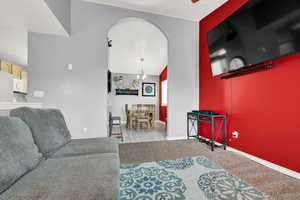 View of carpeted living room