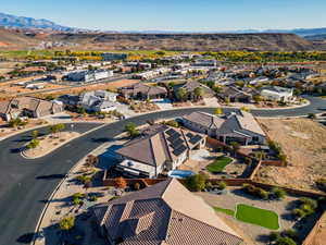 Aerial view featuring a mountain view