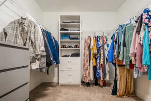 Walk in closet with carpet