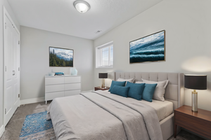 Bedroom featuring a closet and carpet