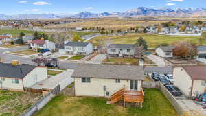 Aerial view with a mountain