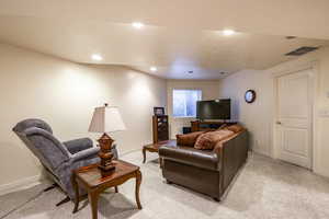 View of carpeted living room