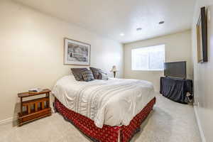 Bedroom with carpet flooring