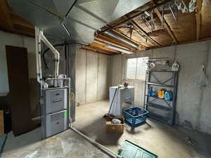 Basement with heating unit