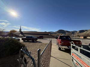 Exterior space featuring a mountain view