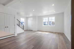 Interior space with light wood-type flooring