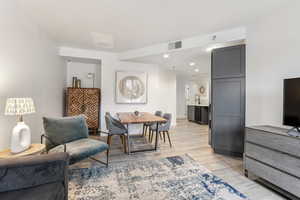 Interior space with sink and light wood-type flooring