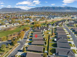 Drone / aerial view featuring a mountain view