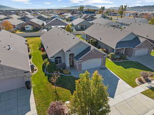 Aerial view featuring a mountain view