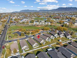 Aerial view with a mountain view