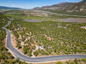 Bird's eye view featuring a water and mountain view