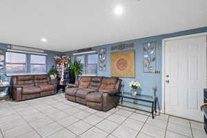 View of tiled living room