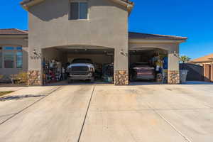 Exterior space featuring a garage