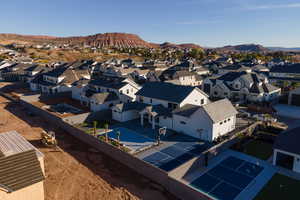 Aerial view featuring a mountain view