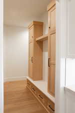 Mudroom featuring light hardwood / wood-style flooring