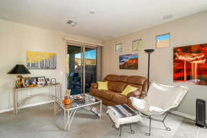 View of carpeted living room