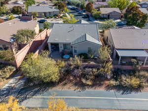 aerial view of back of home