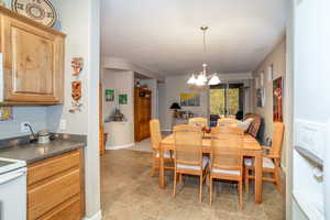 From kitchen looking into dining area.