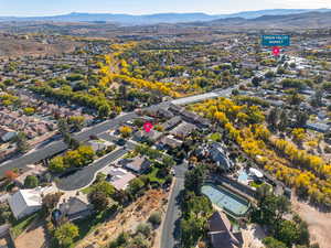 Drone / aerial view with a mountain view