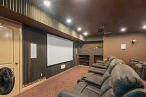 View of carpeted home theater