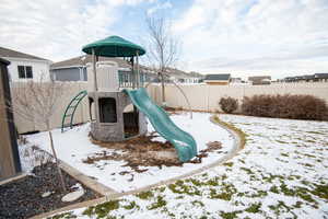 View of snow covered playground