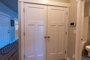 Foyer featuring dark hardwood / wood-style flooring