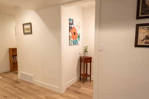 Hallway featuring light hardwood / wood-style floors