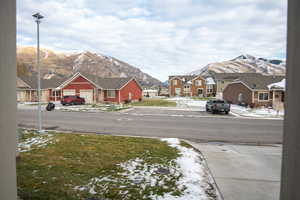 View of street with a mountain view