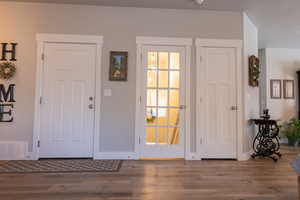 Foyer with light wood-type flooring