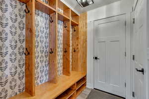 Mudroom featuring hardwood / wood-style flooring