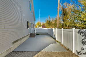 View of home's exterior with a patio