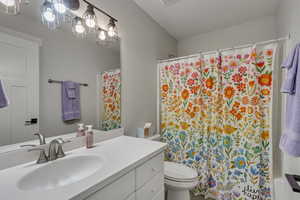 Downstairs Bathroom with vanity and toilet