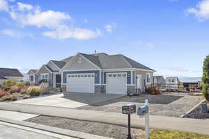 View of front of home with a garage