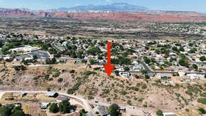 Aerial view featuring a mountain view