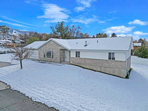 View of front of property featuring a mountain view