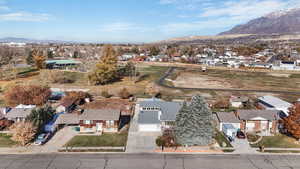 Aerial view featuring a mountain view