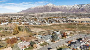 Aerial view featuring a mountain view