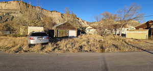 View of front of property with a mountain view