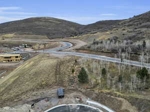 Aerial view featuring a mountain view