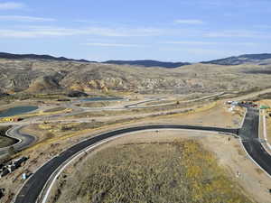 Drone / aerial view with a mountain view