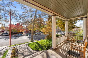 View of patio with a porch