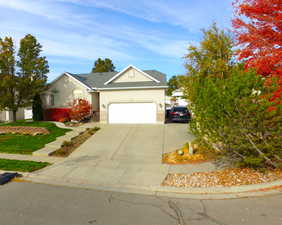 View of front of home with a garage