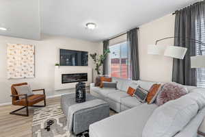 Living room featuring wood-type flooring