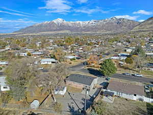 Aerial view featuring a mountain view