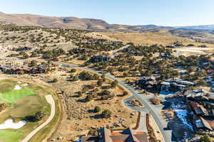 Drone / aerial view featuring a mountain view