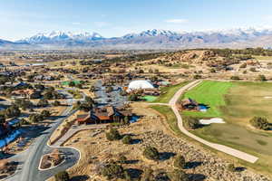 Drone / aerial view with a mountain view